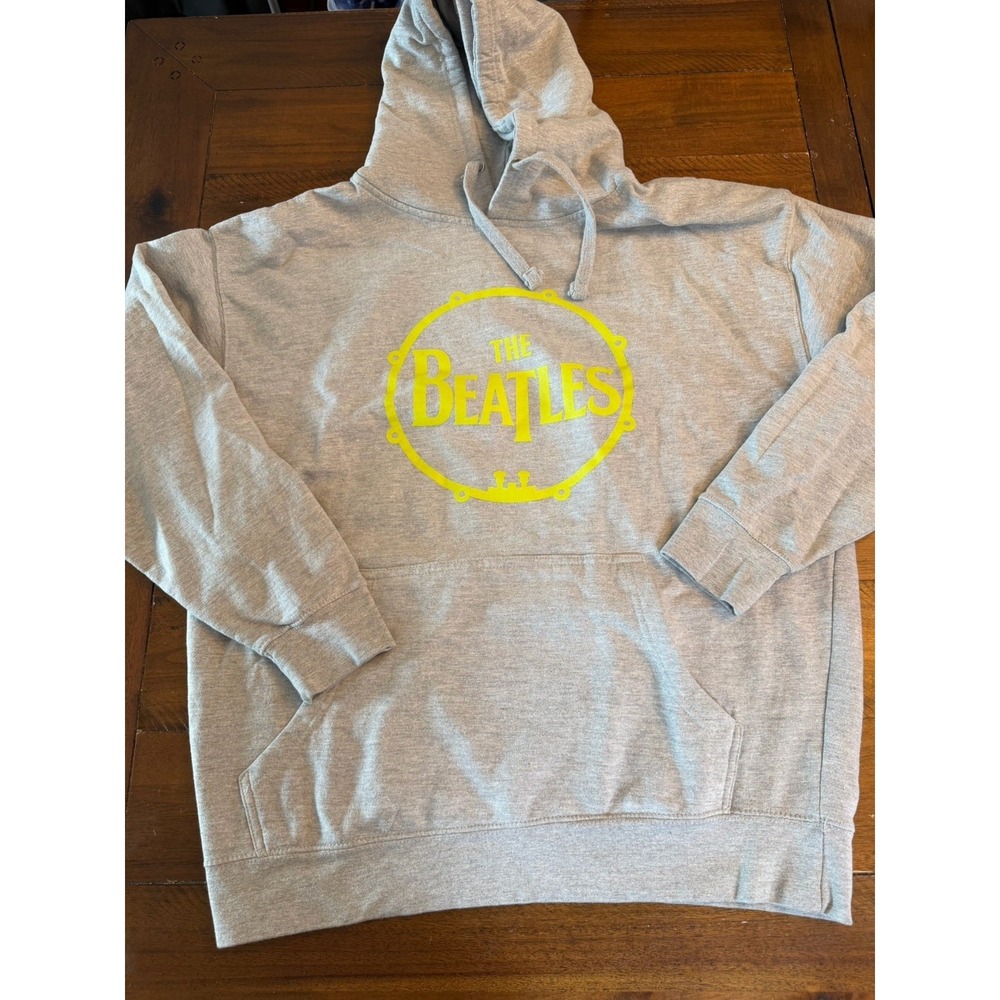 Euc The Beatles "Let It Be" Gray Sessions Photos Drum Logo Hoodie Apple Size XL